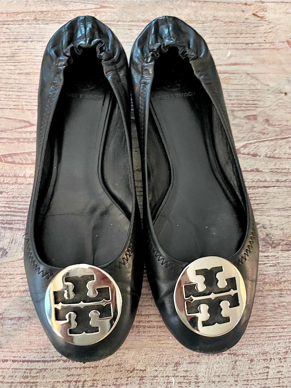 Tory Burch Minnie Travel Ballet Flat Black Logo Flats